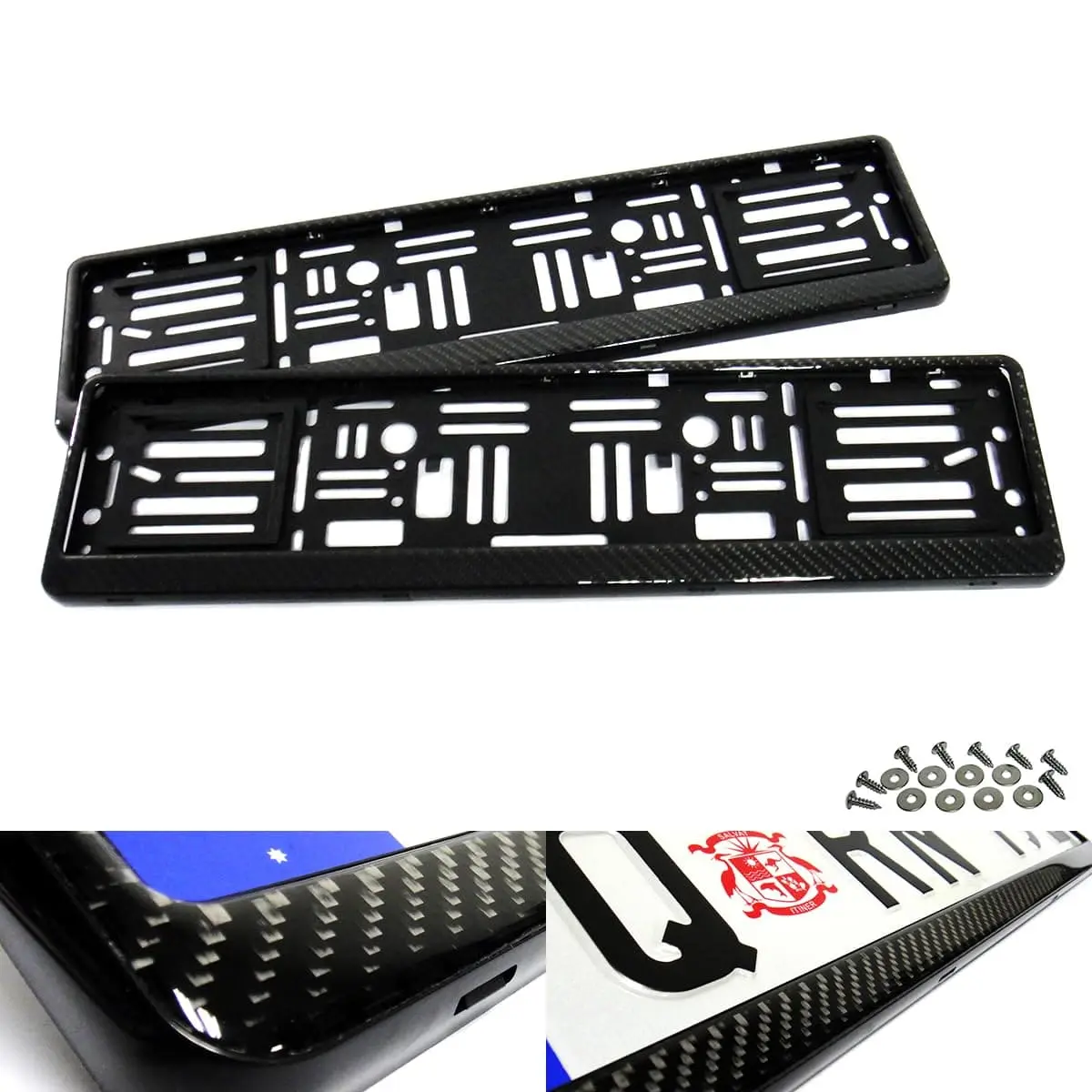 Carbon Fibre Look Number Plate Holders (Set of 2)